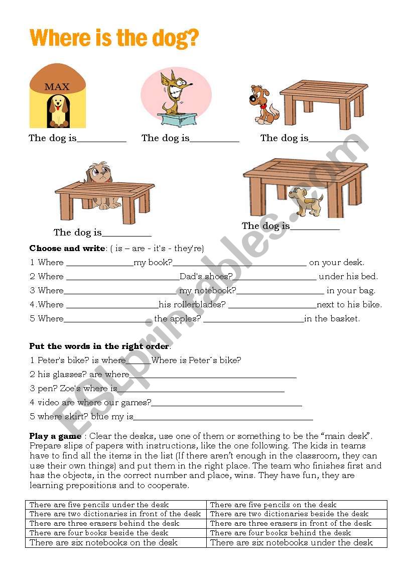 Where is the dog? worksheet