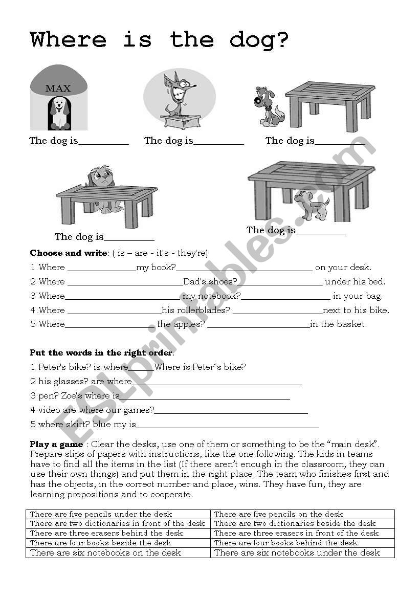 Where is the dog exercise B&W worksheet
