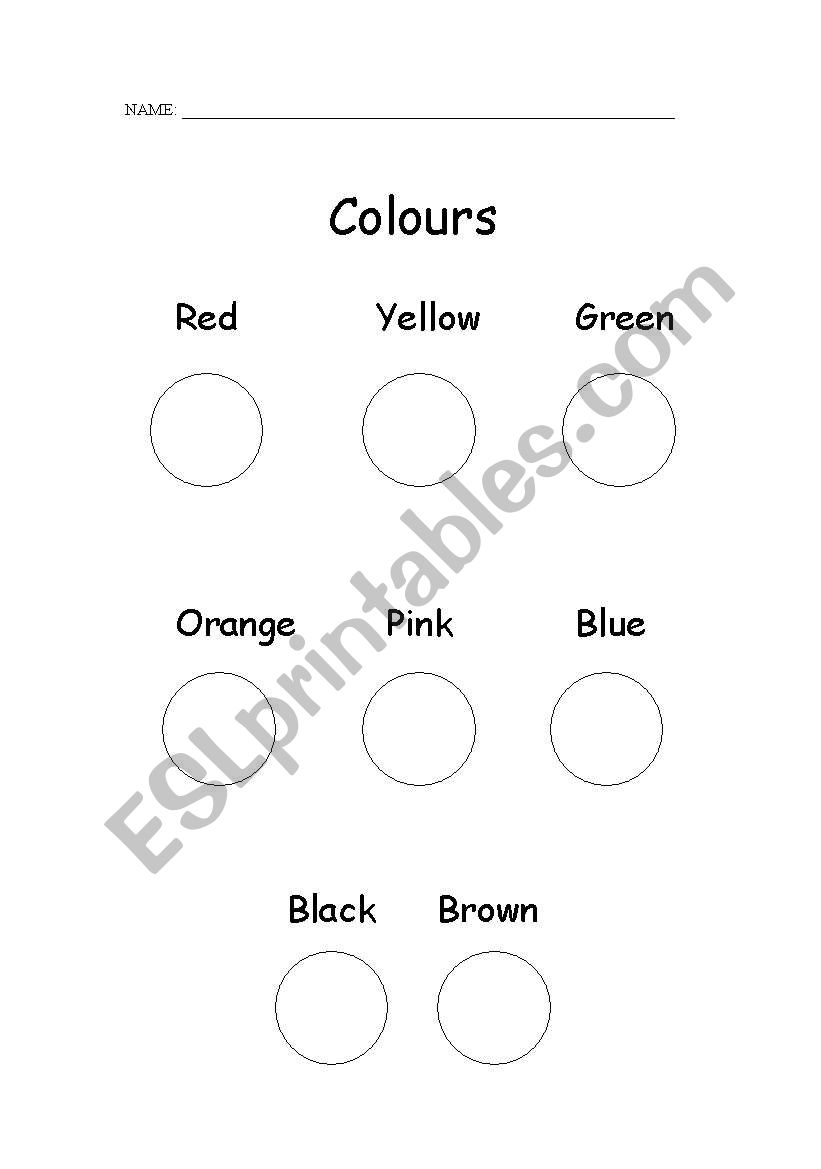 Colours worksheet