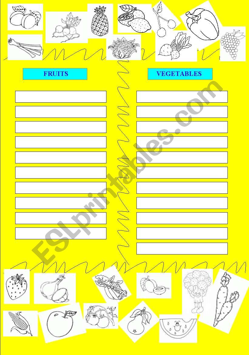 Fruits and Vegetables worksheet