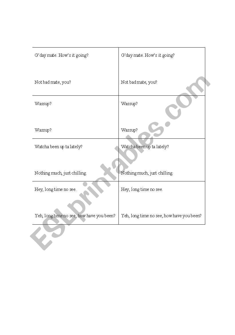 Different sort of greetings worksheet