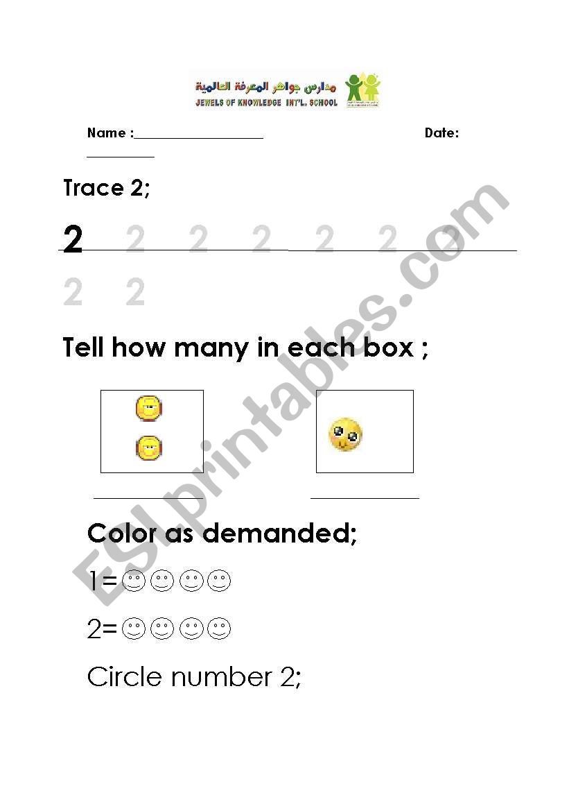 1and 2 worksheet