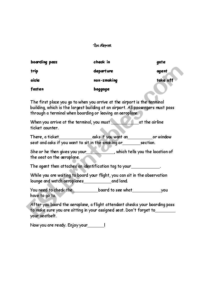 At the Airport worksheet