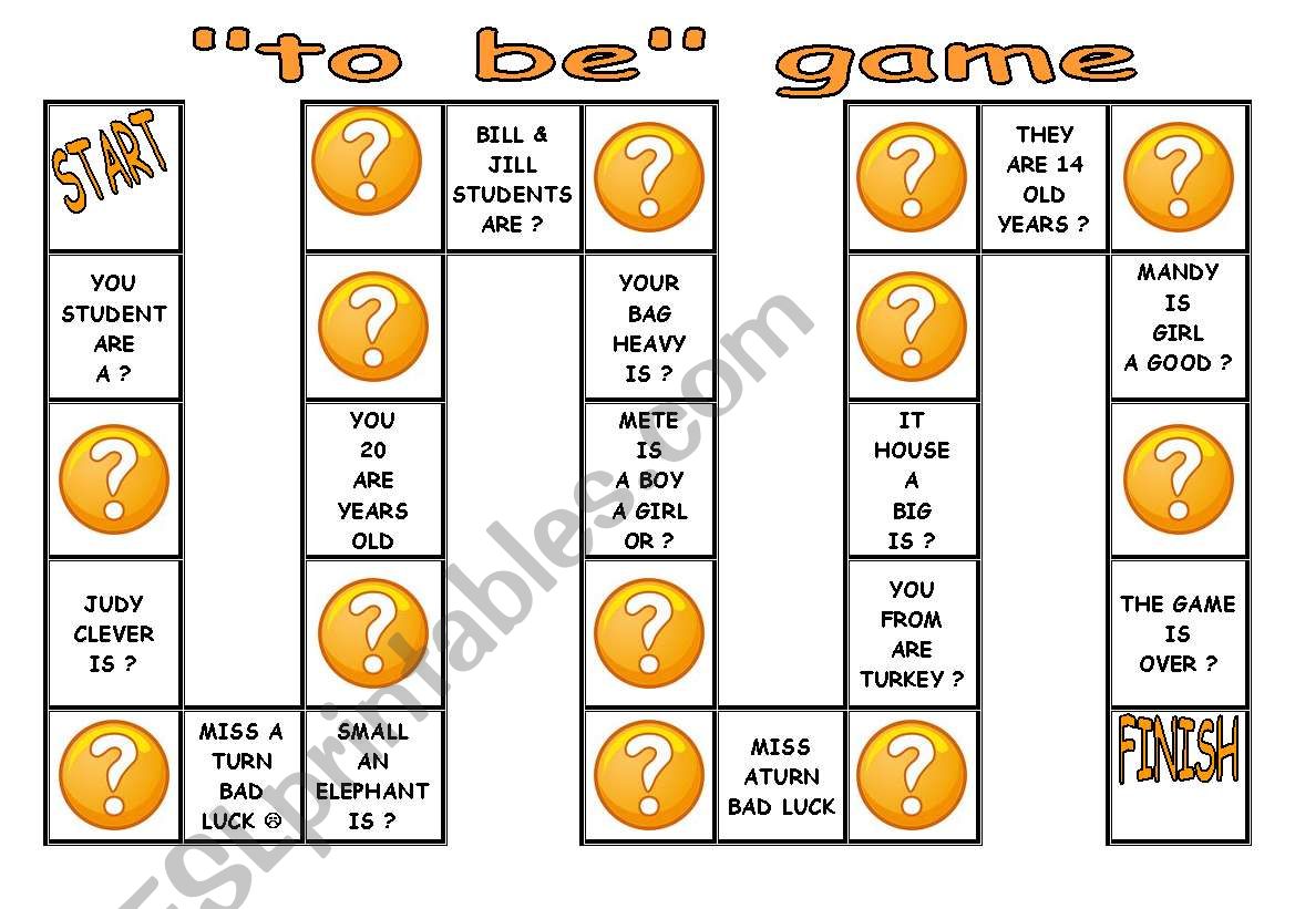 TO BE game worksheet