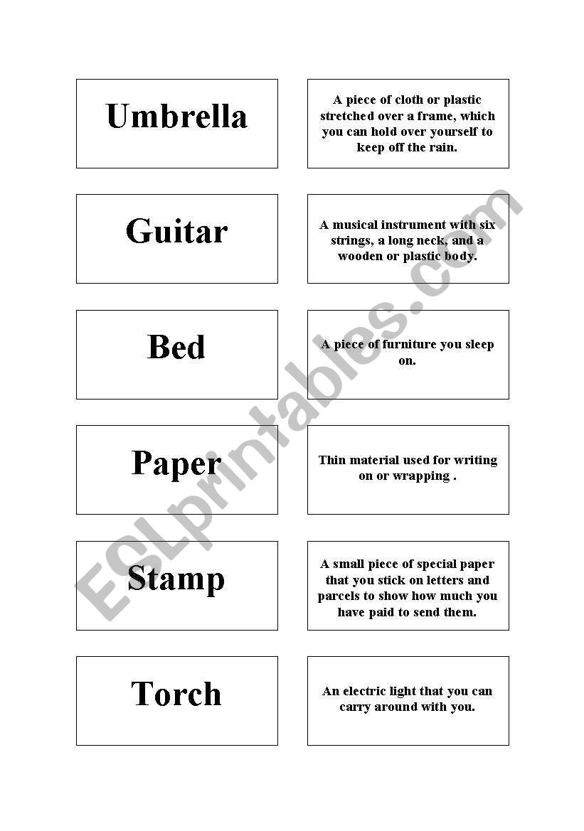 Definition cards to pair students off