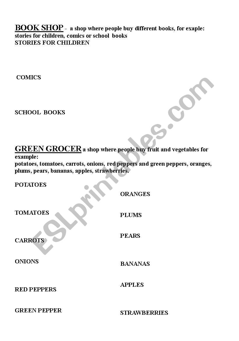 SHOPS    BOOK SHOP AND GREEN GROCER set 2
