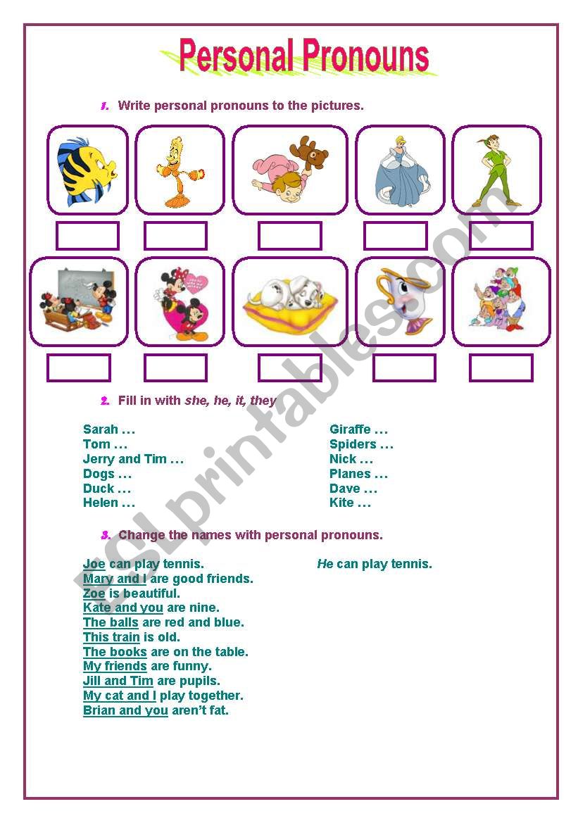 Personal Pronouns worksheet