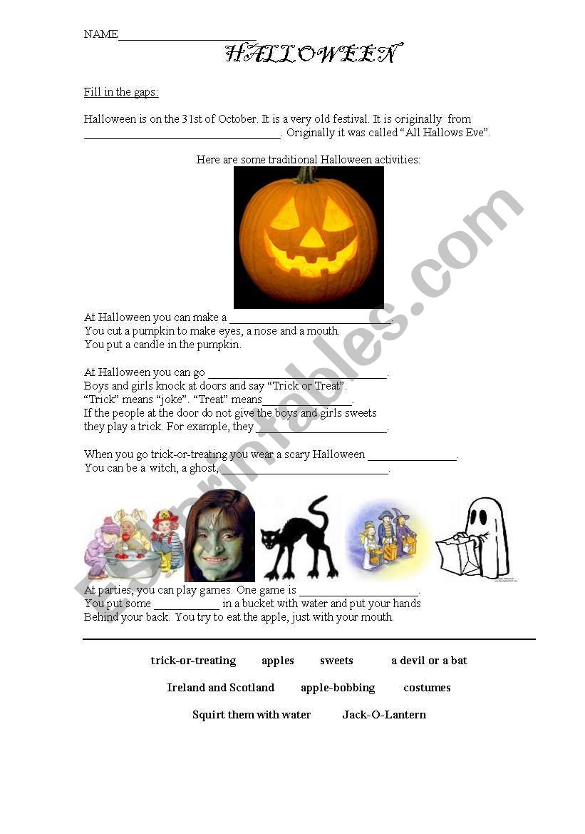 Halloween worksheet