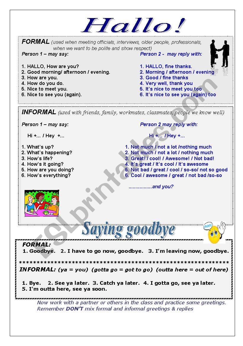 Hallo and Goodbye worksheet