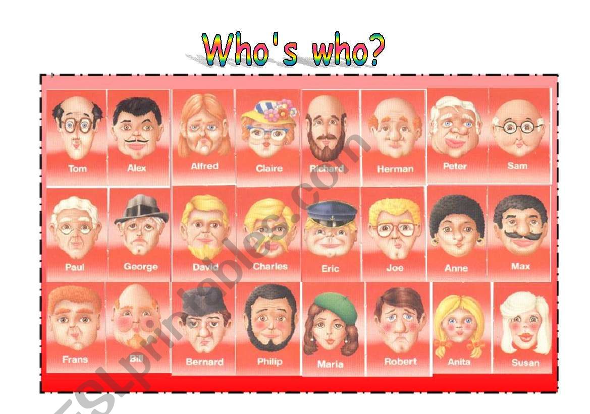 Whos who? worksheet