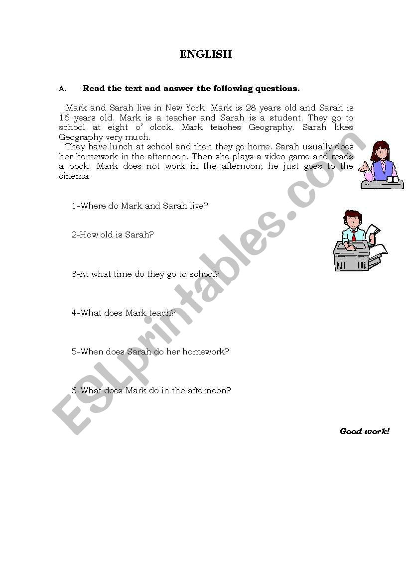 personal details worksheet