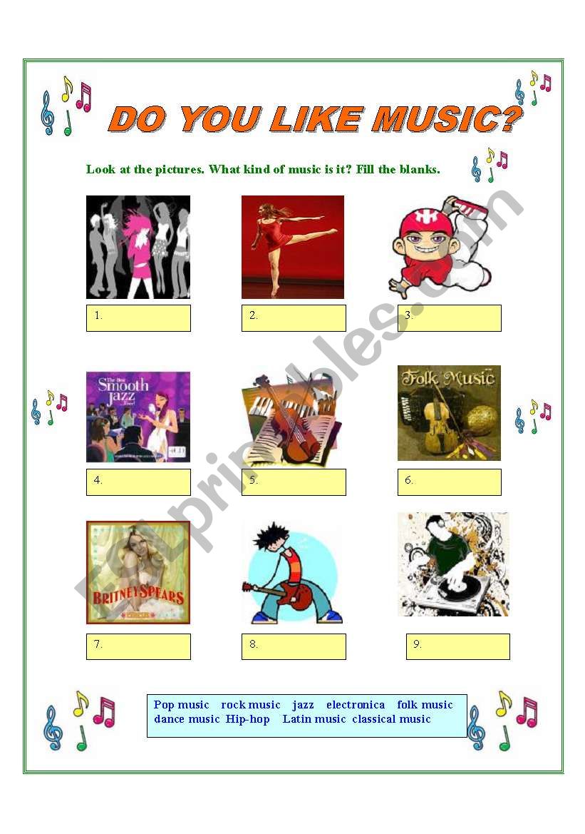 Do you like music? worksheet