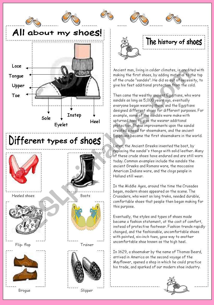 All about my shoes worksheet