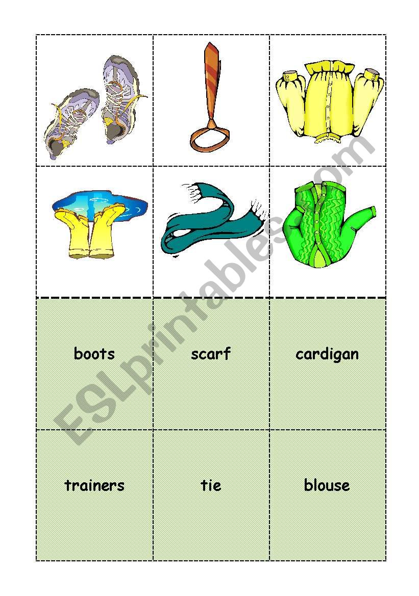 BINGO CLOTHES student cards 5/6