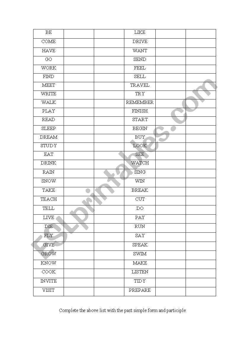 Past simple revision worksheet