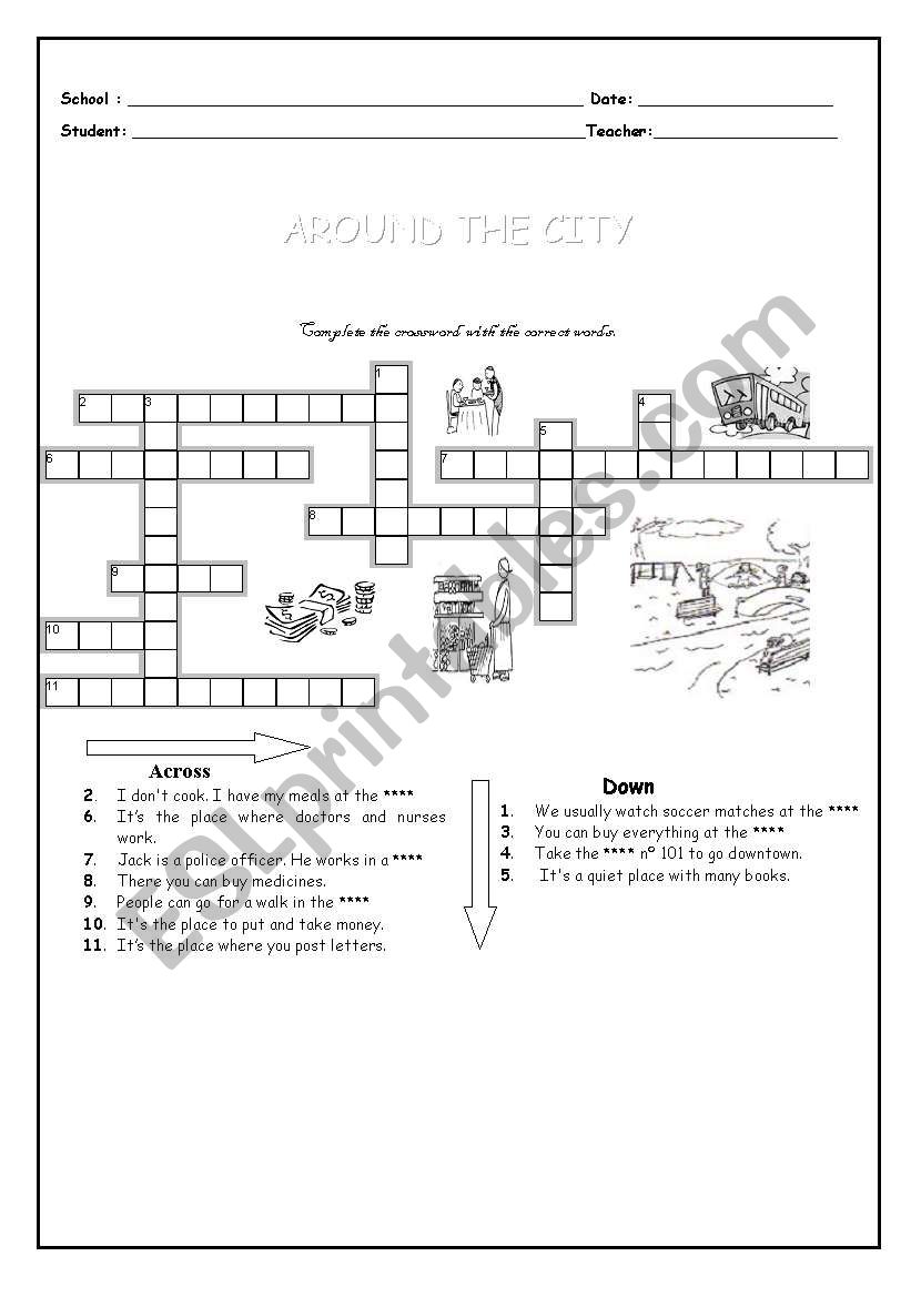 AROUND THE CITY worksheet
