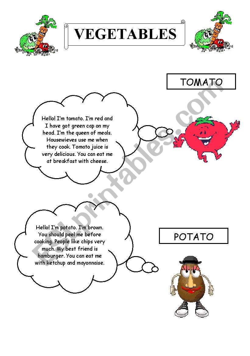 VEGETABLES worksheet