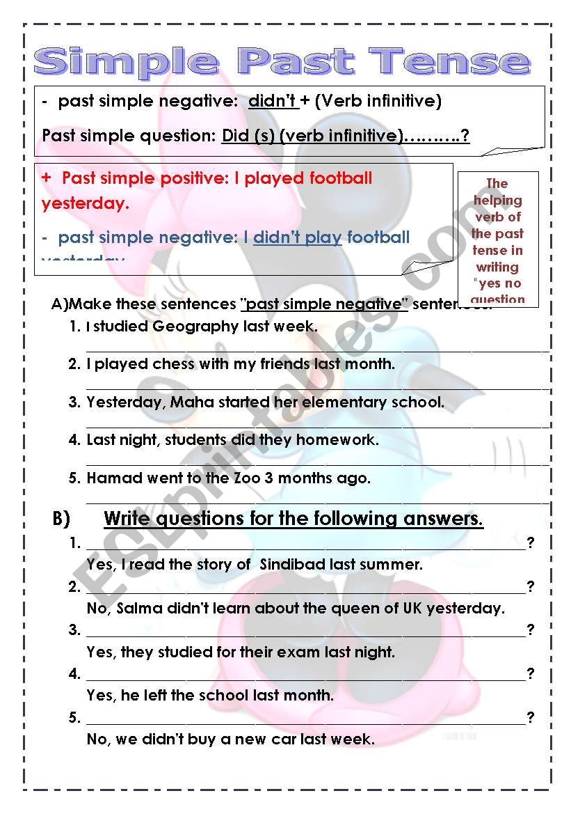 simple past tense worksheet