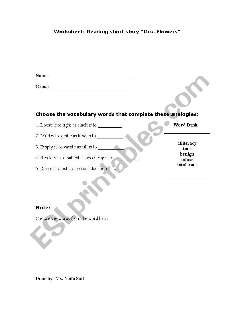 using voacabs in context worksheet