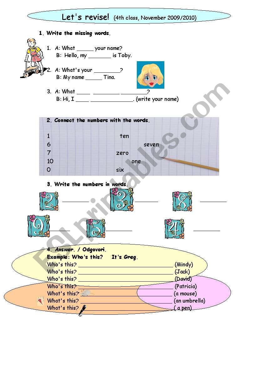 numbers, colours for beginners