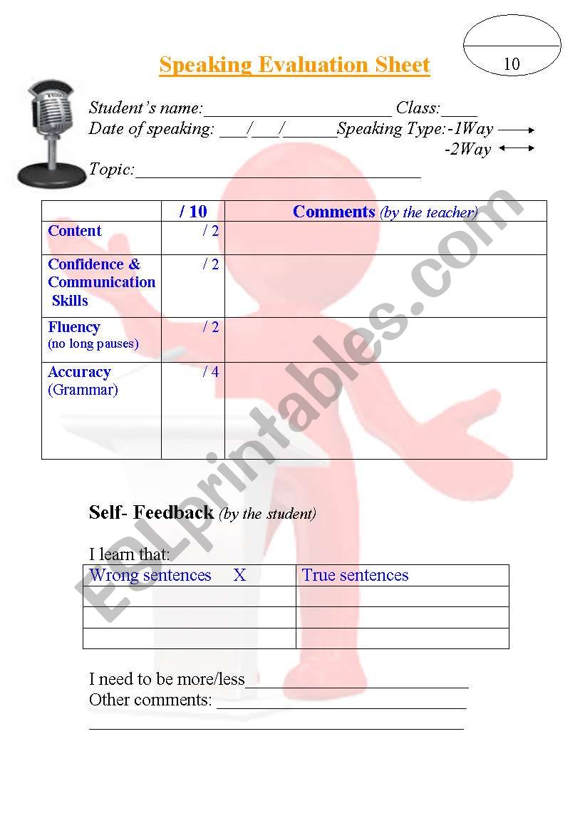 Speaking Evaluation II worksheet