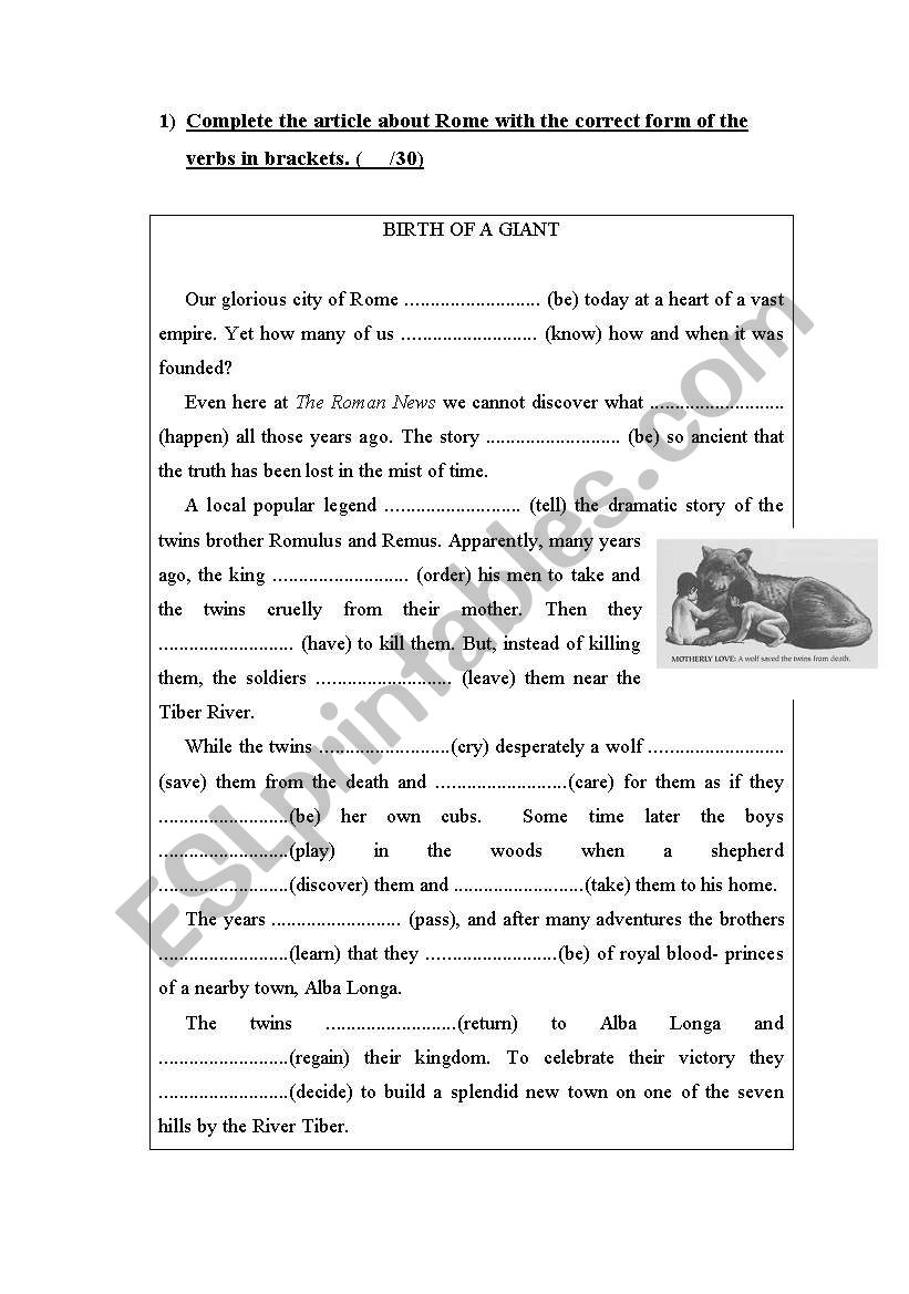 Mixed Tenses worksheet