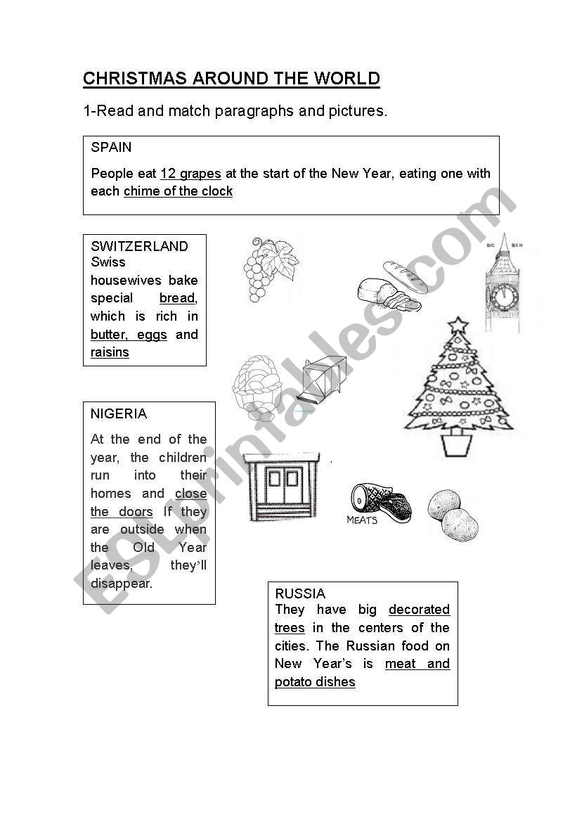 Christmas around the world worksheet
