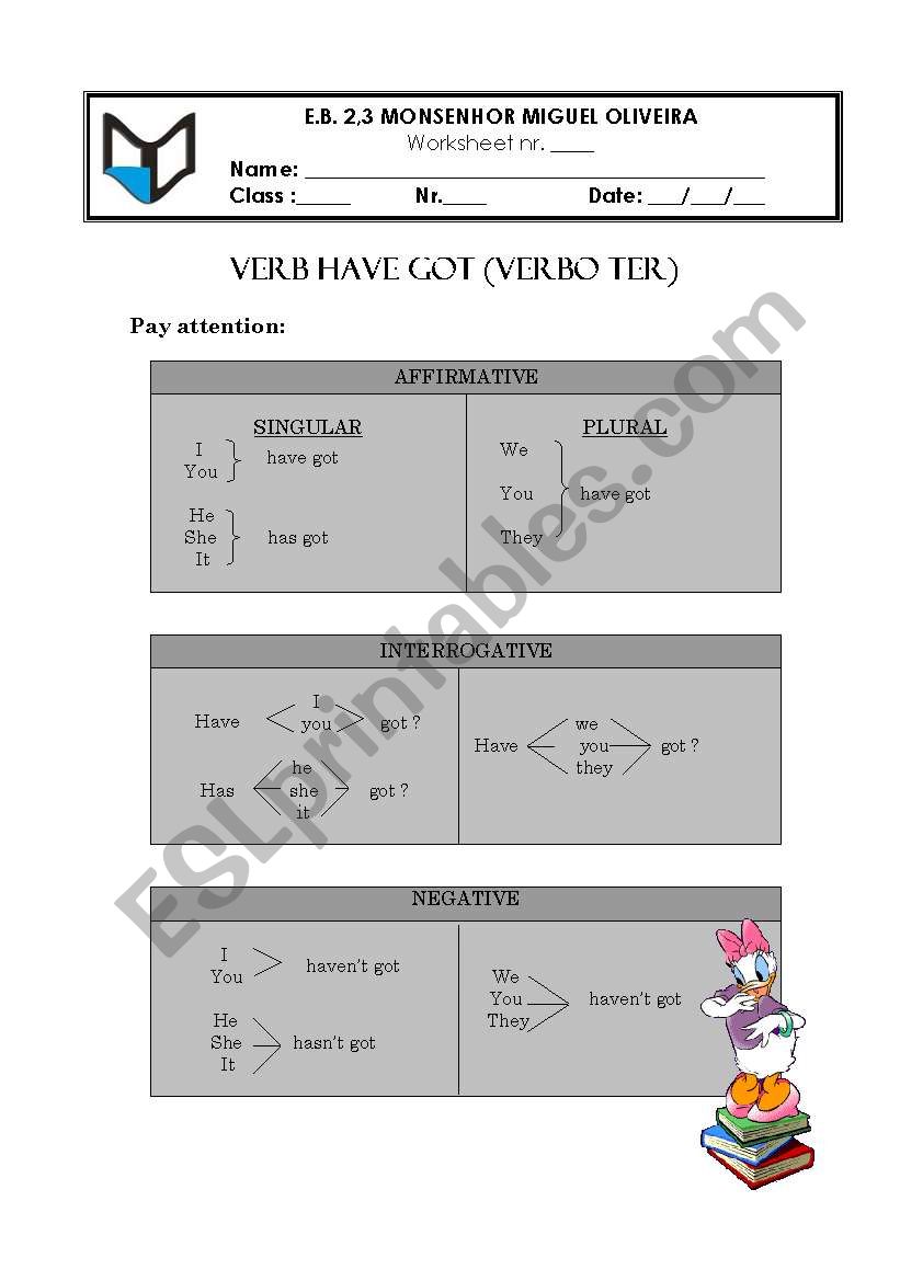 Verb Have got worksheet