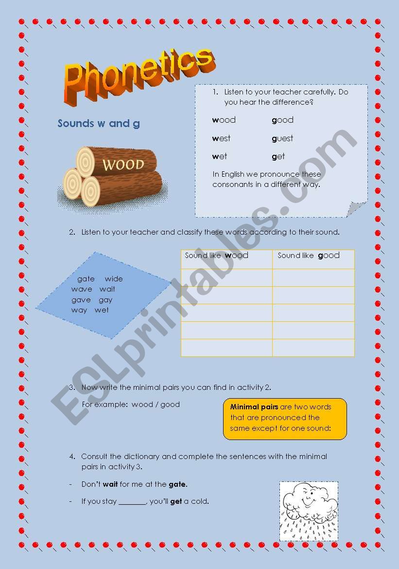 Phonetics 2  Sounds w and g  ( easy )