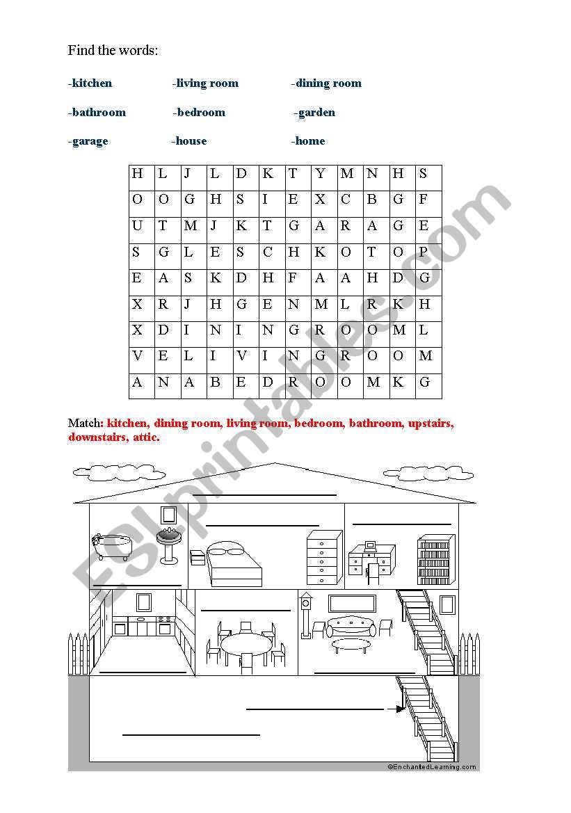 House vocabulary worksheet