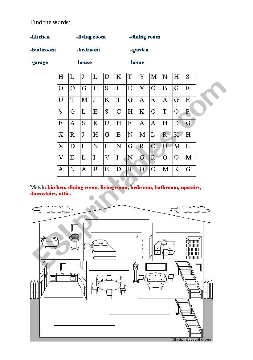 House vocabulary worksheet