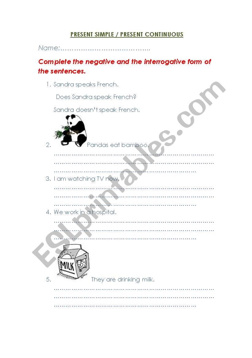 PRESENT SIMPLE/CONTINUOUS worksheet