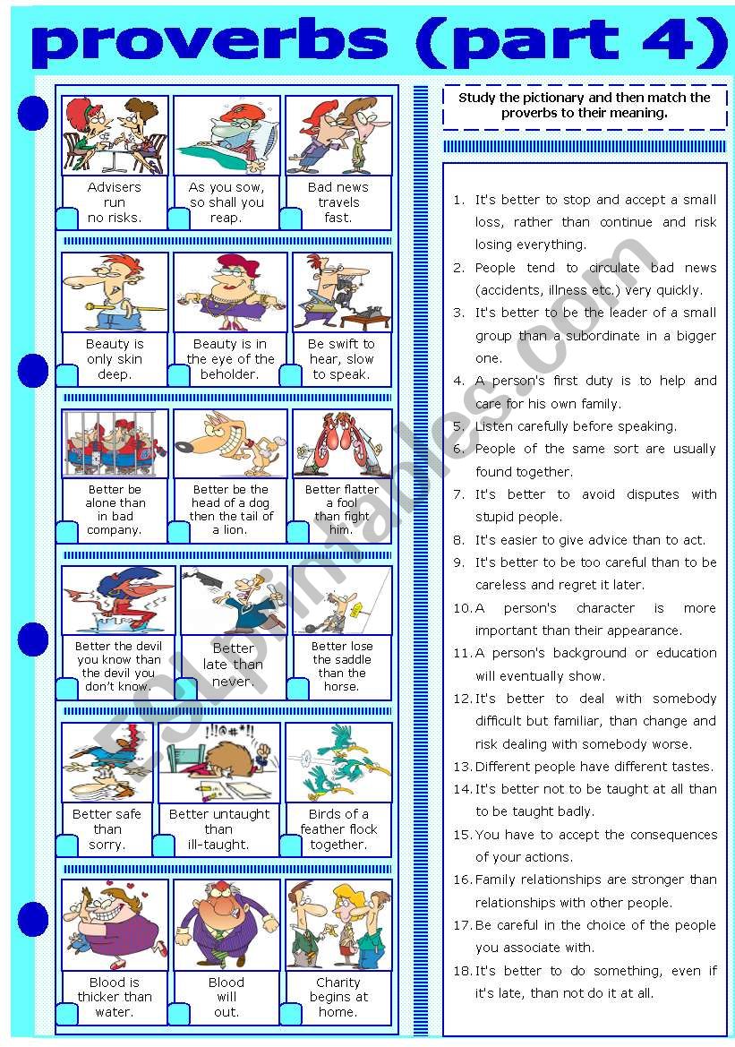 PROVERBS - PART 4 worksheet