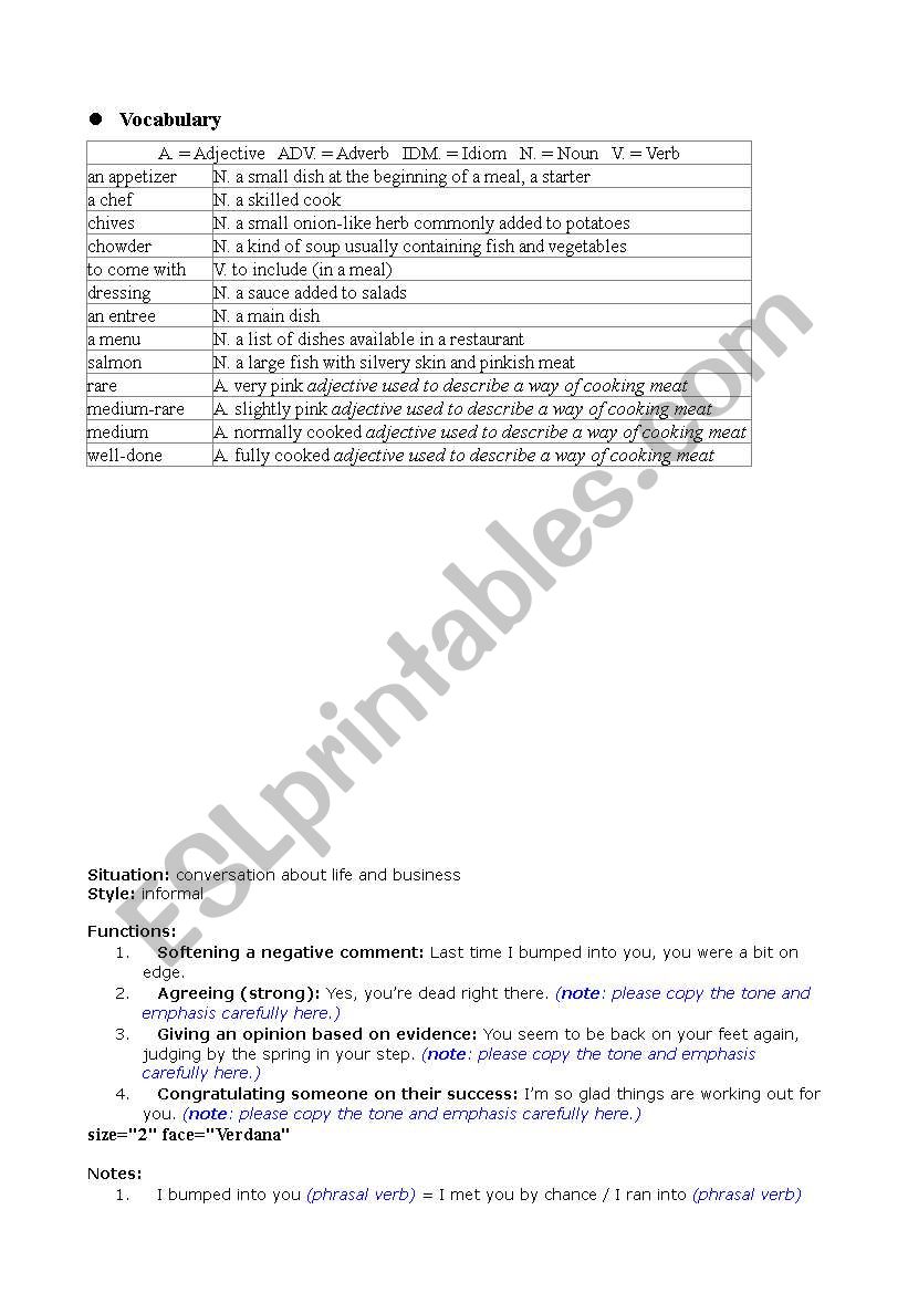 Talking English business worksheet