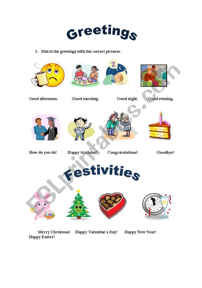 Greetings and Festivities worksheet