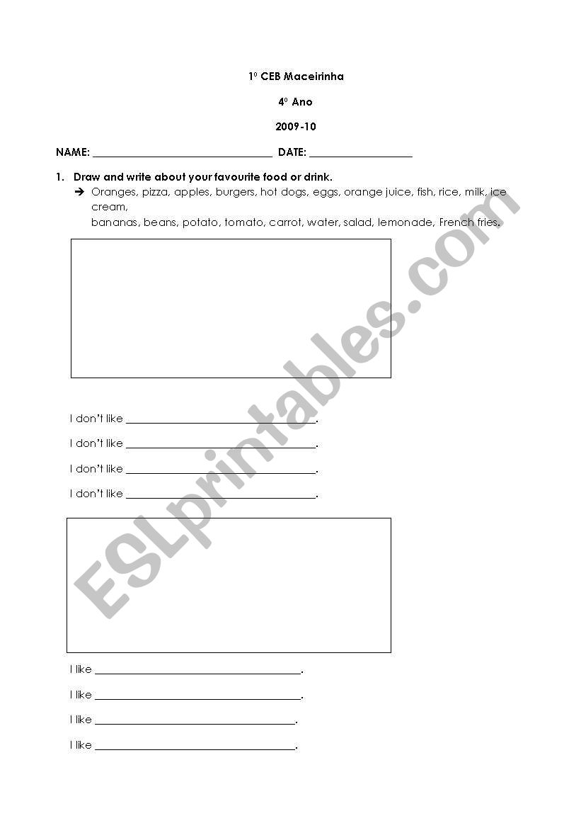 Food worksheet