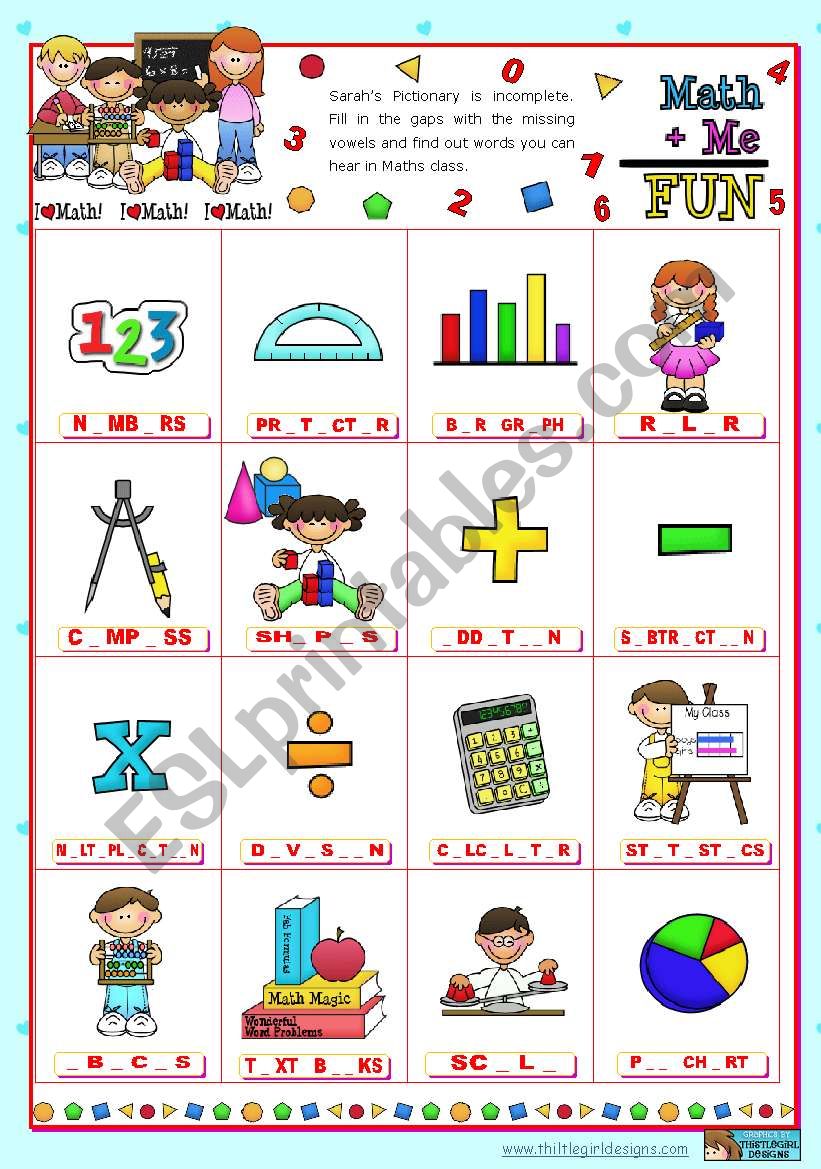 Classroom objects and symbols Set  (1)  - Vocabulary related to Mathematics