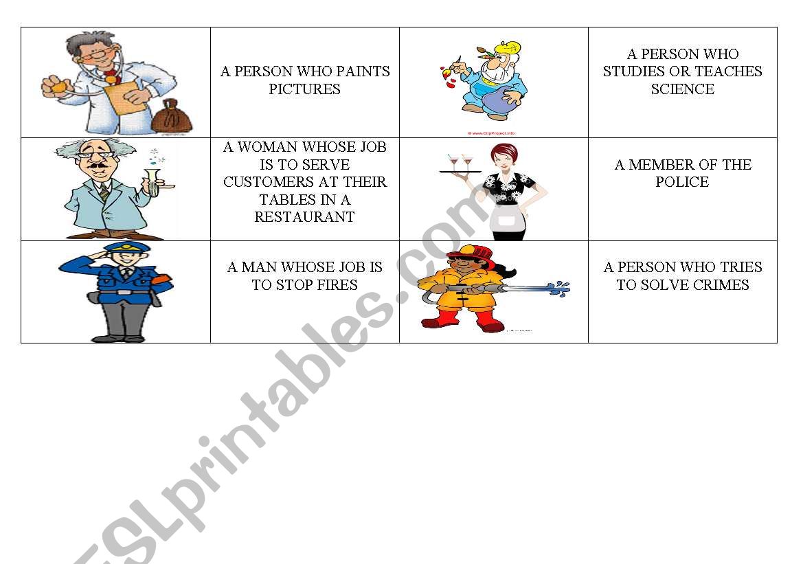 Jobs- domino Part 1 worksheet