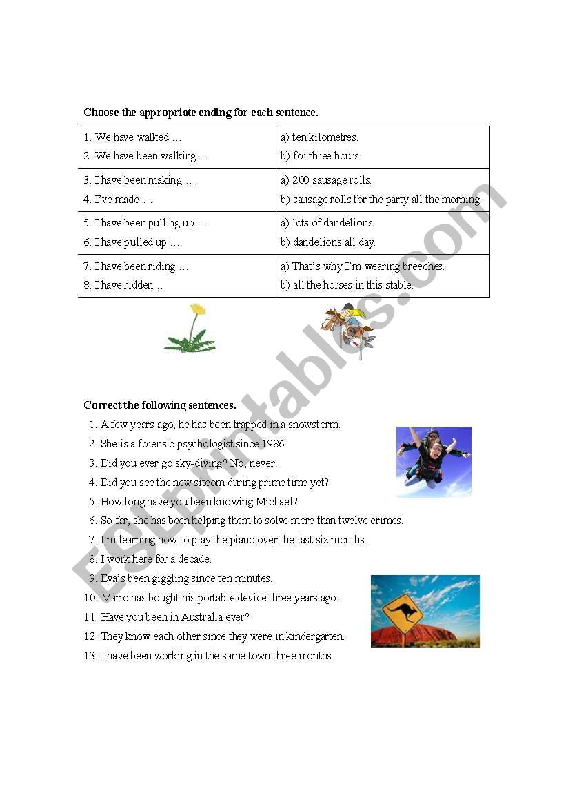 Present Perfect Exercises worksheet