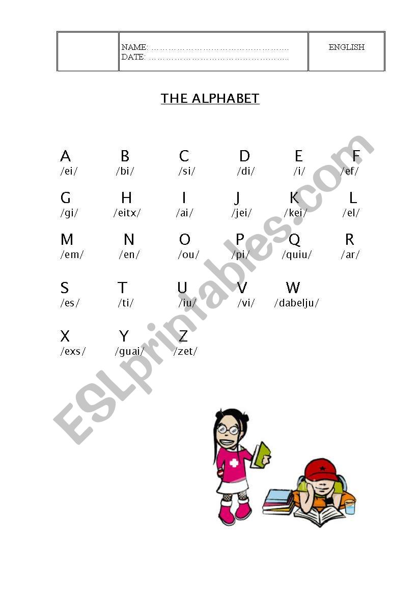 alphabet worksheet