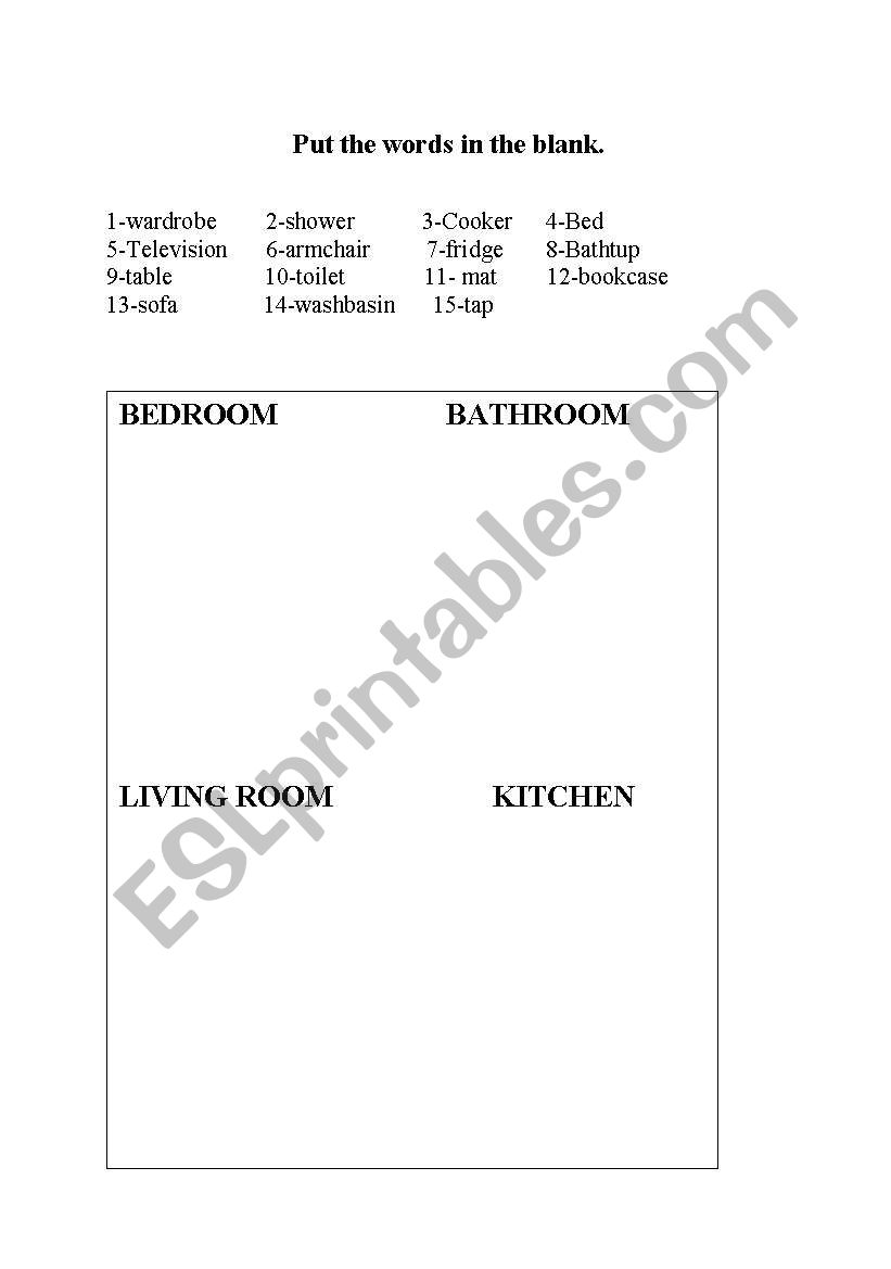 home parts activity worksheet