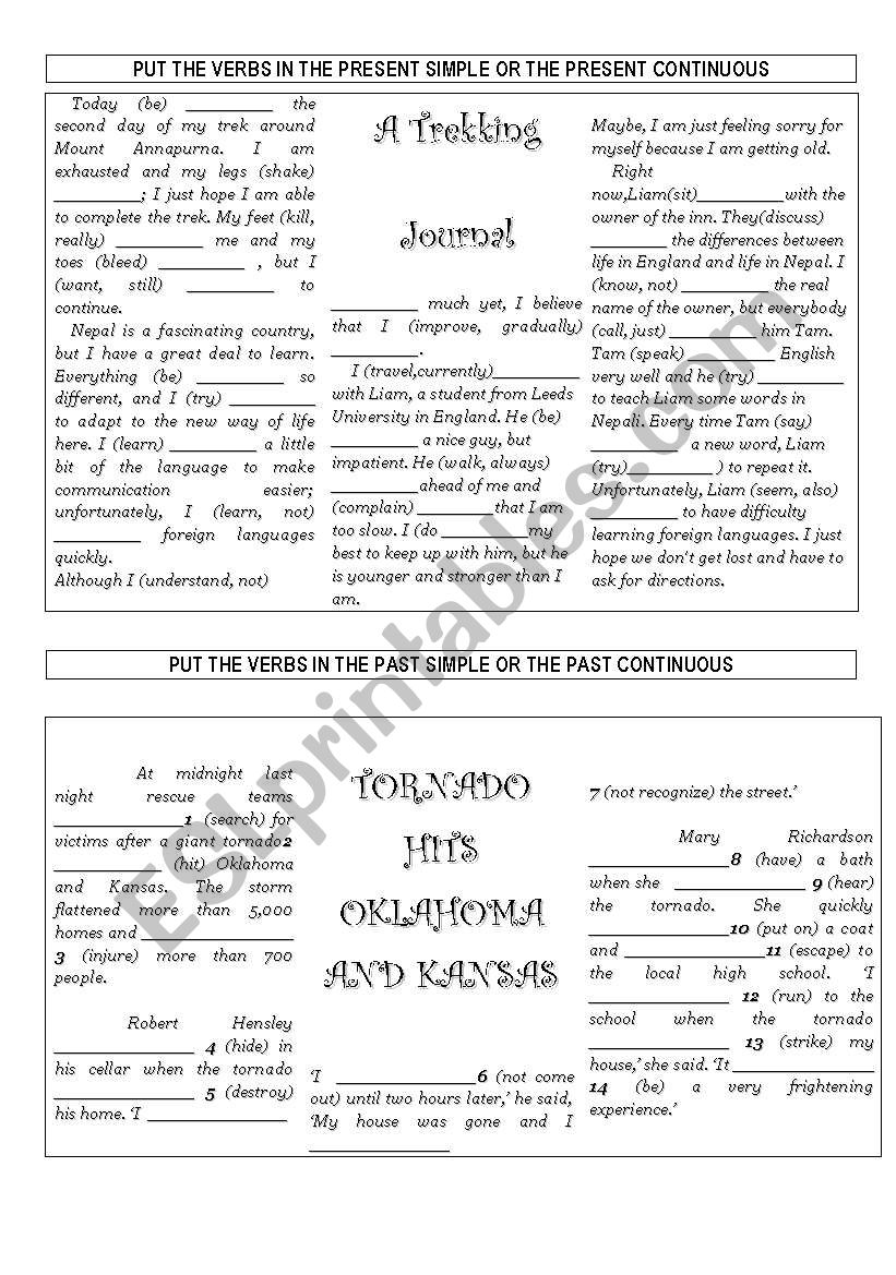 ARTICLES PRESENT AND PAST  worksheet