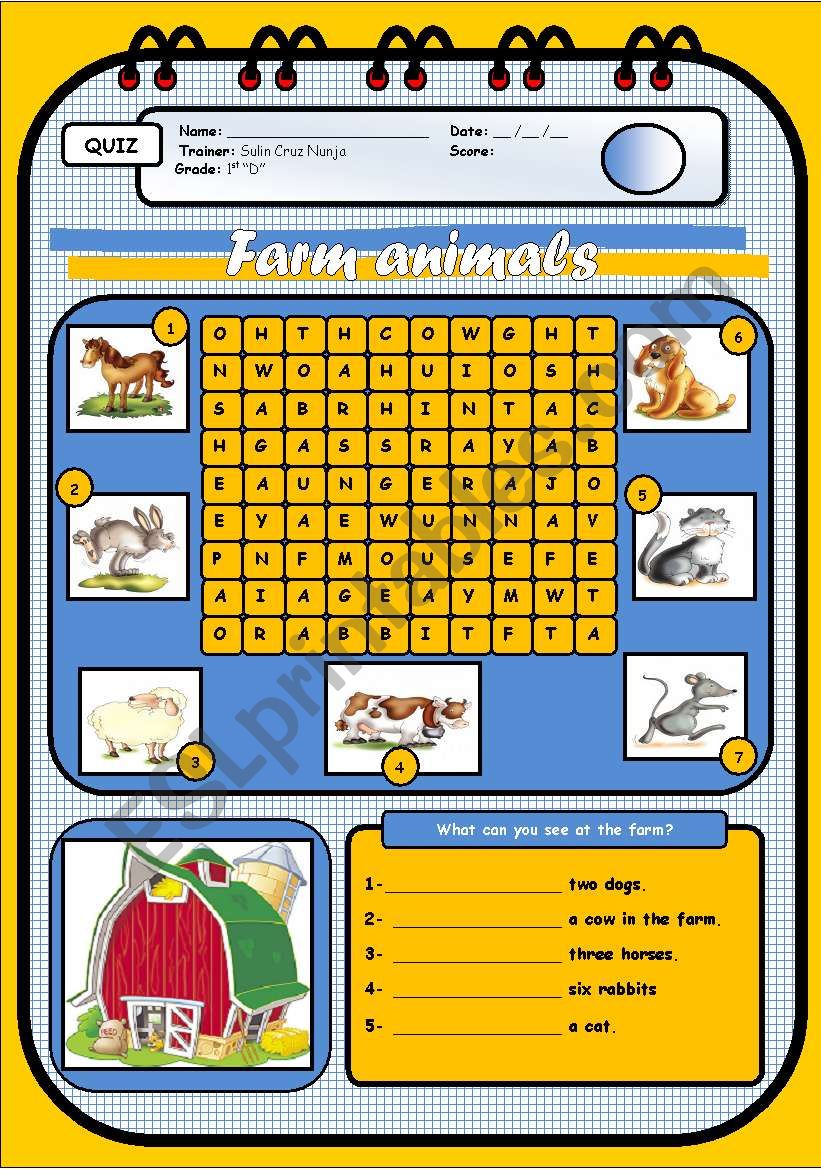 farm animals worksheet