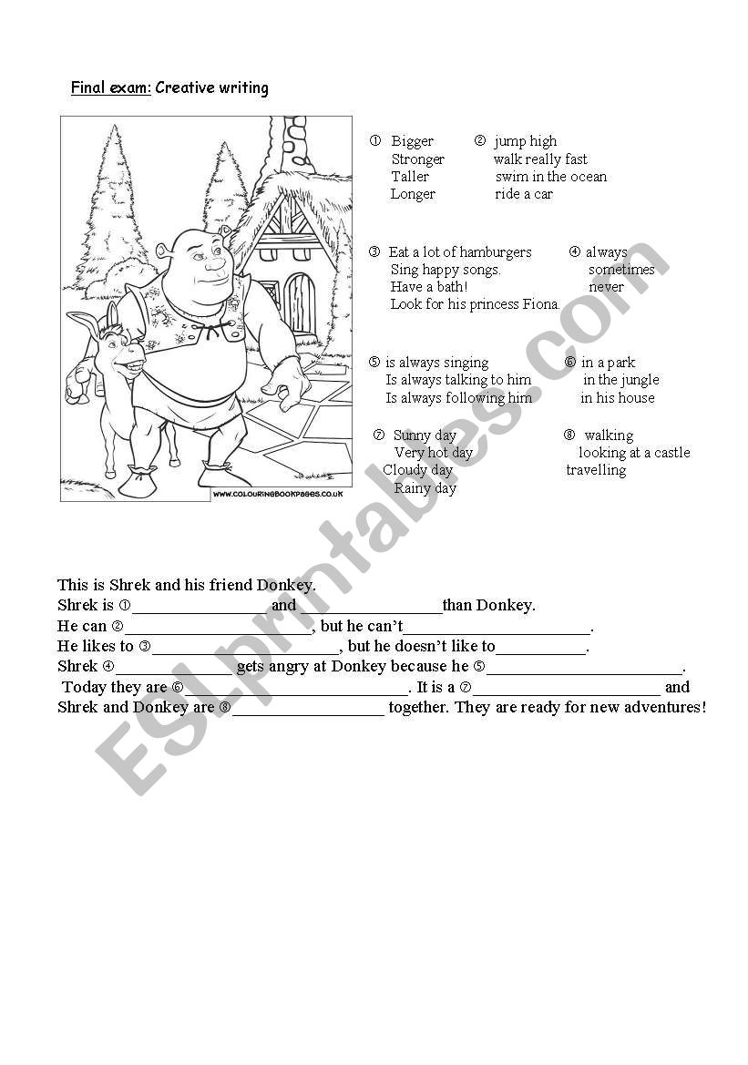 Creative writing worksheet