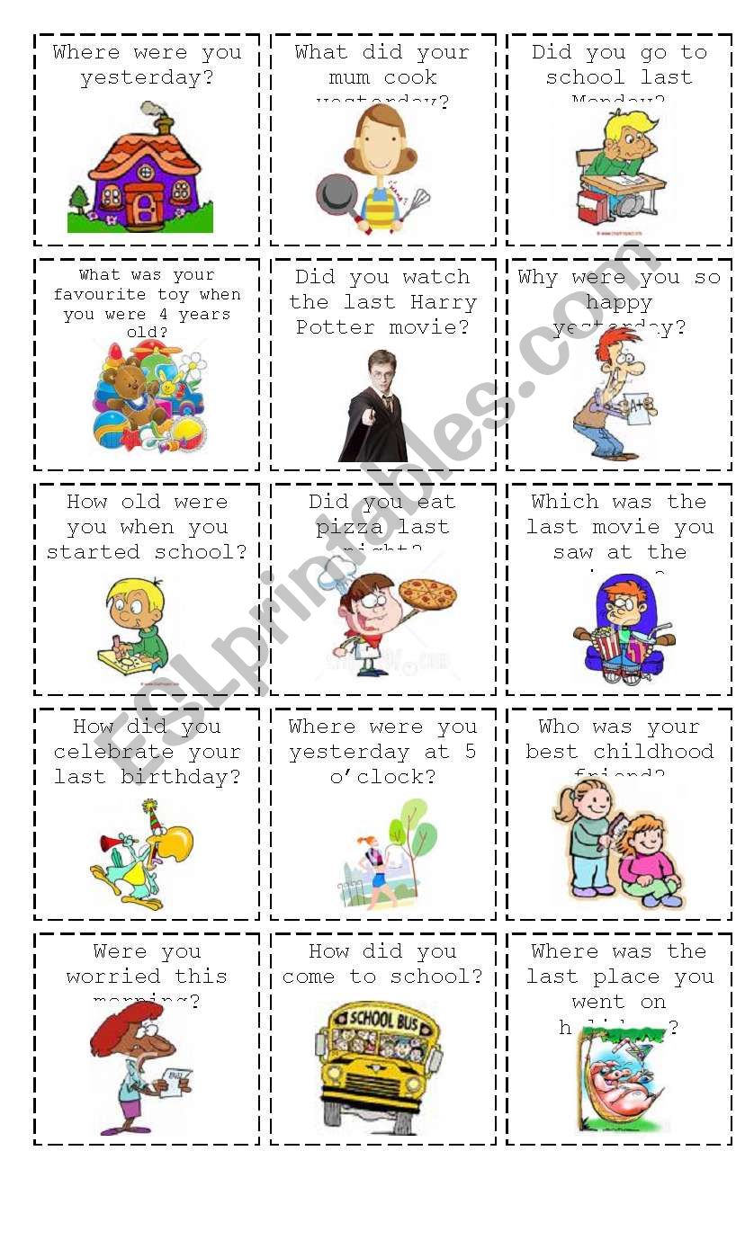 Question Cards - Simple Past worksheet