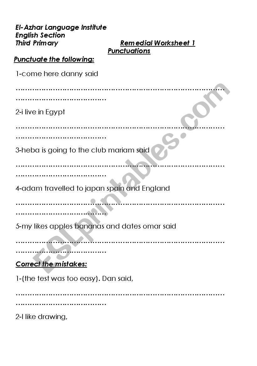 Speech Marks worksheet