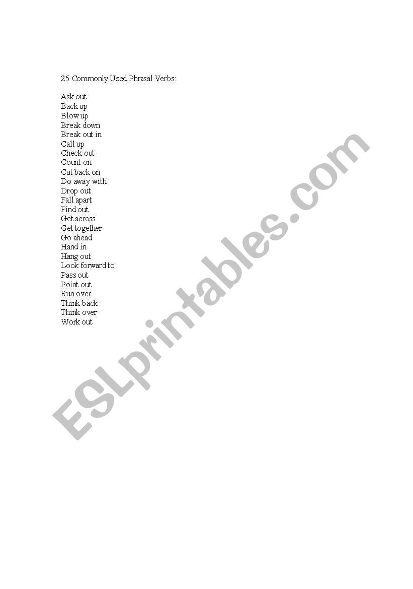 Phrasal Verbs worksheet