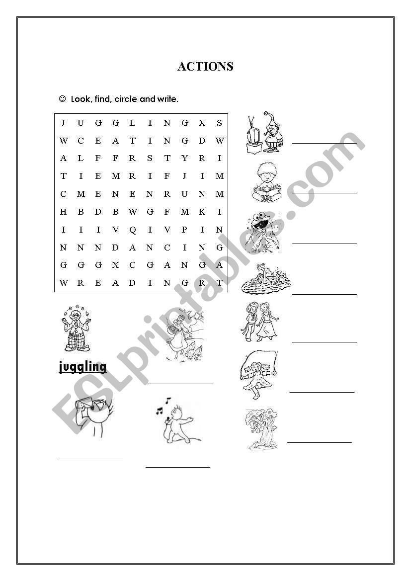 ACTIONS (present continuous) worksheet