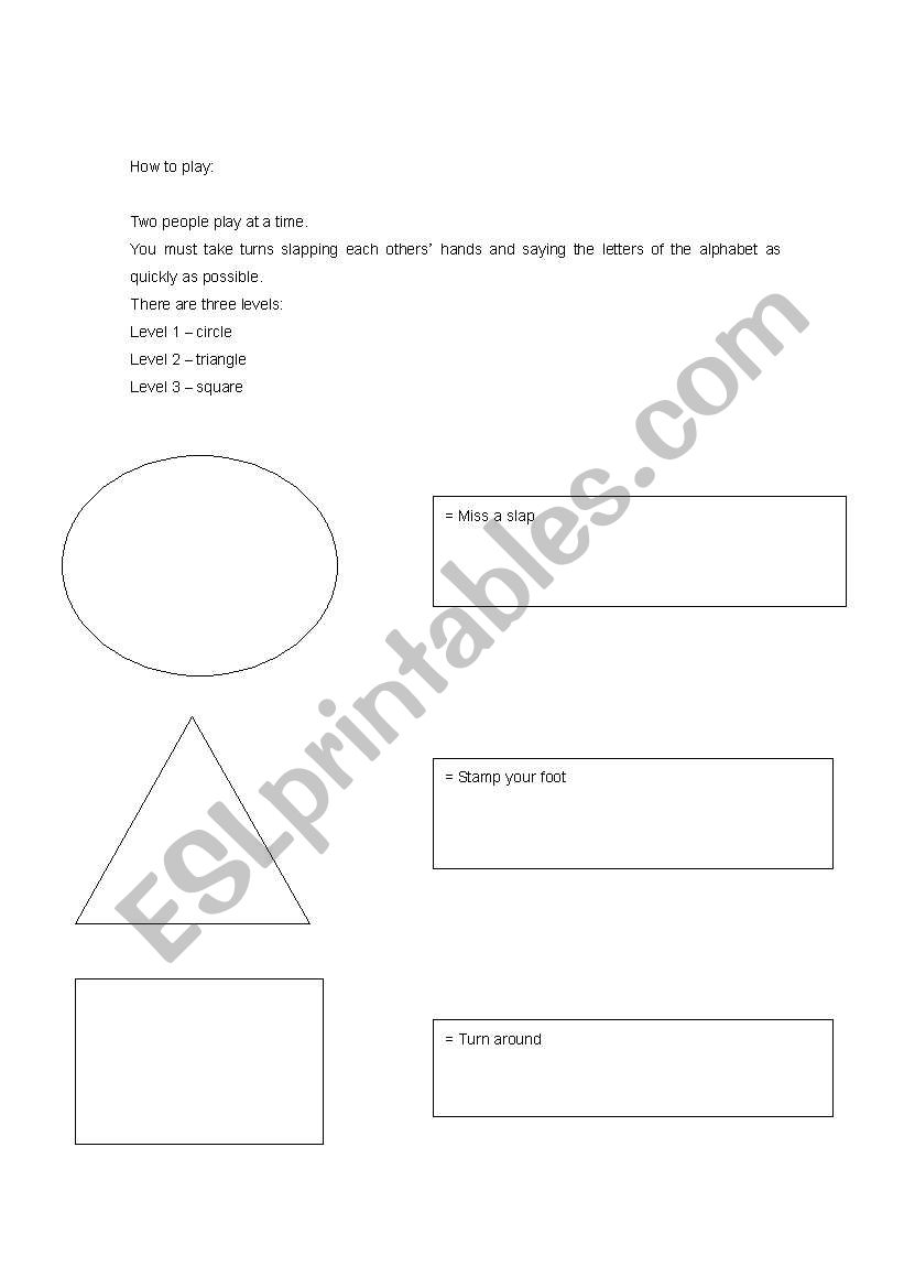 Alphabet Slap Race worksheet