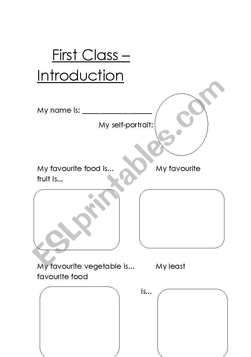 Self Introduction worksheet